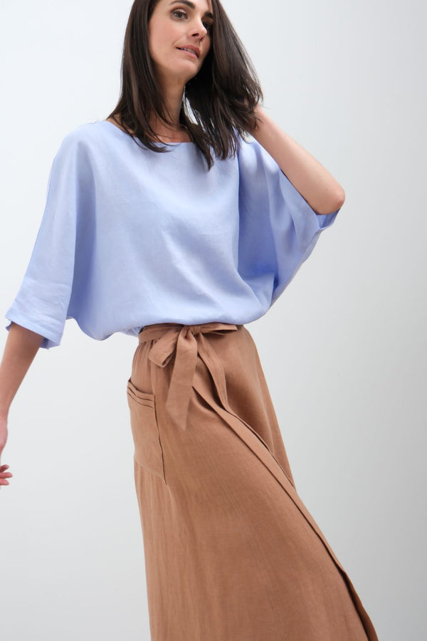 Ruth Stephens Linen Ballon top with side elastic