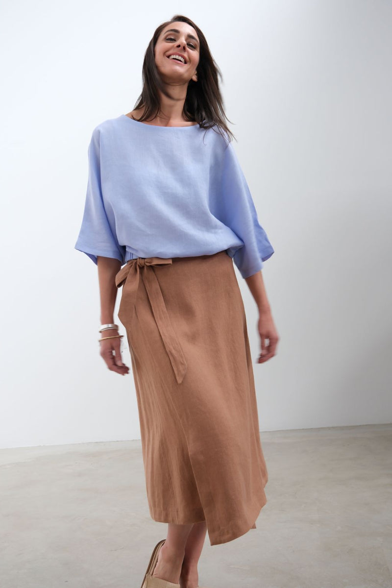 Ruth Stephens Linen Ballon top with side elastic