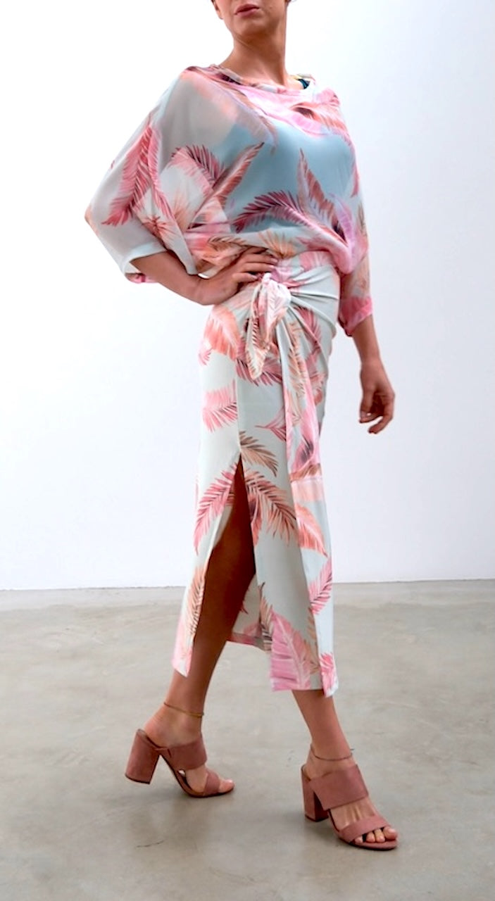 Kath Tapper tie wrap skirt with side split