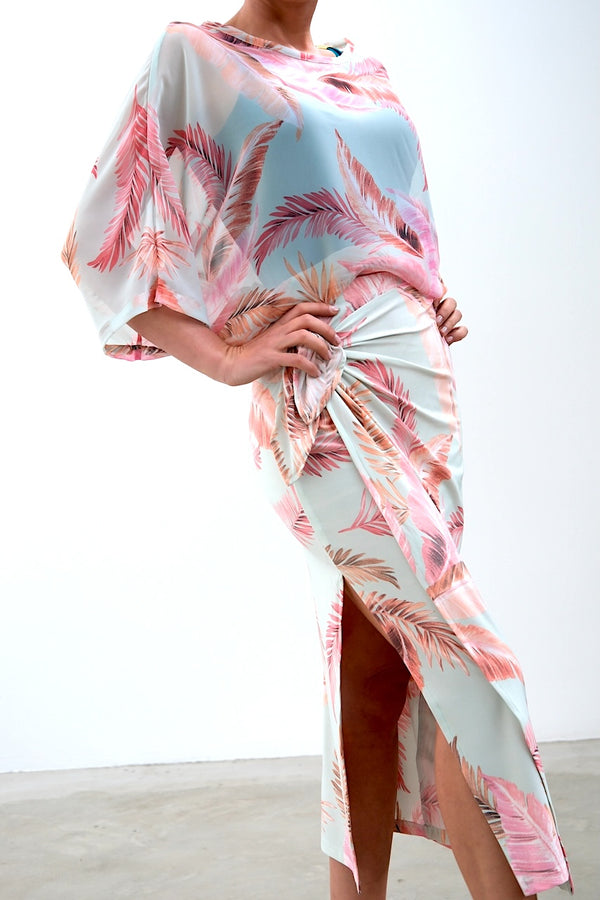 Kath Tapper tie wrap skirt with side split