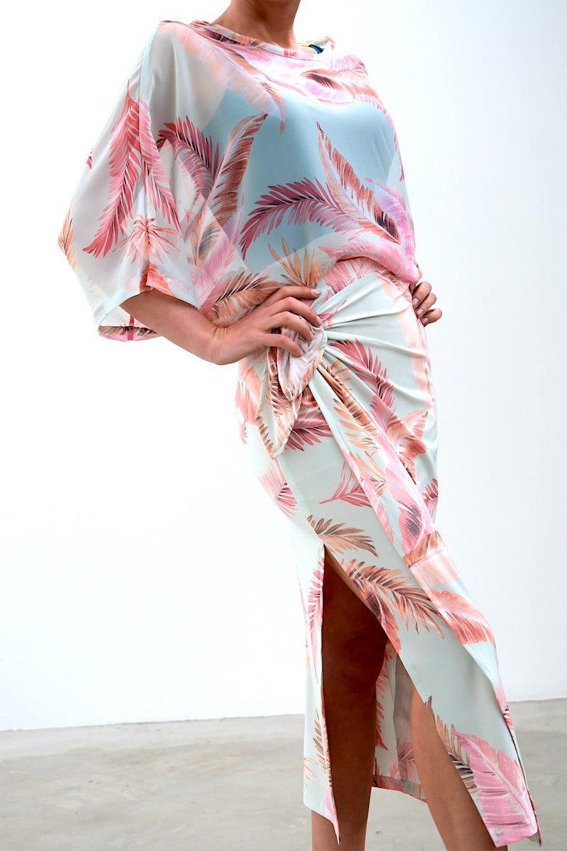 Kath Tapper tie wrap skirt with side split