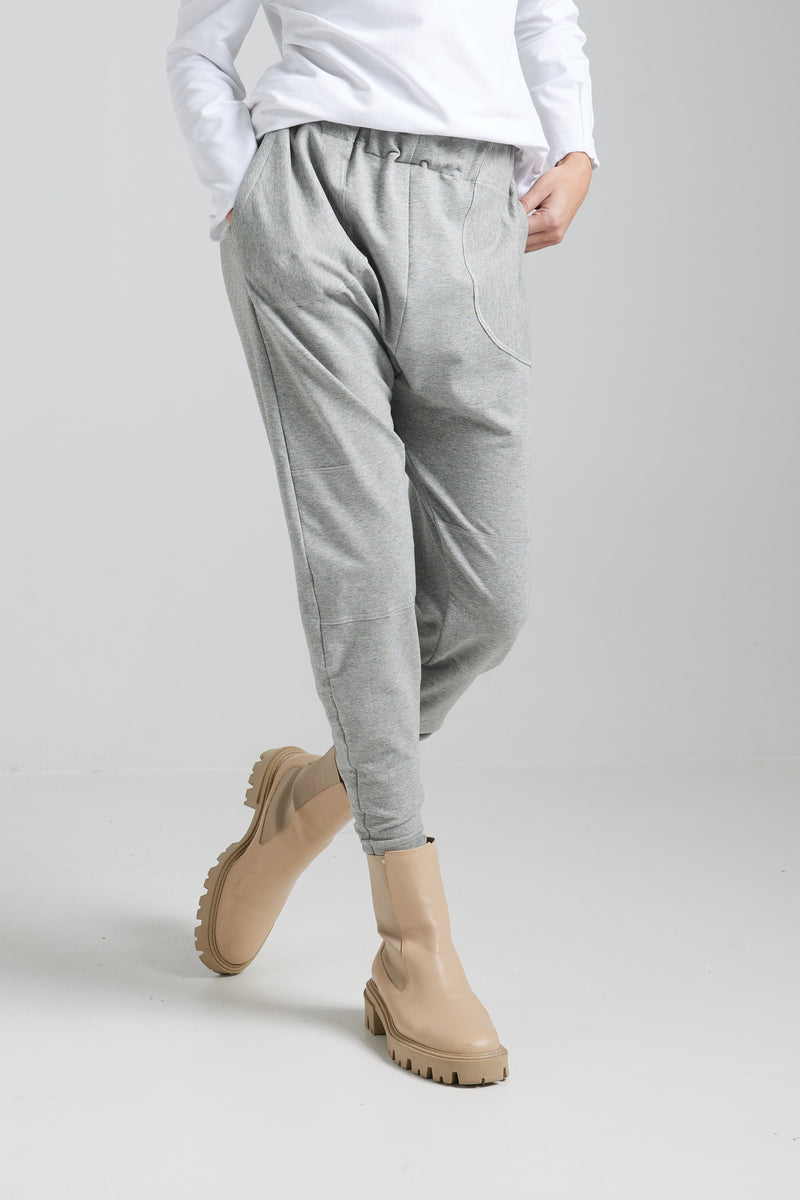 Olivia Cotton Drop Crotch Pants - Grey, White