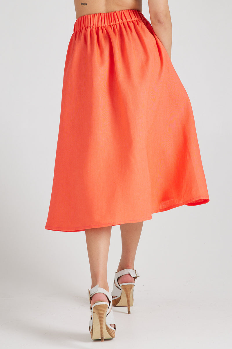 Sarah Linen Skirt - Coral
