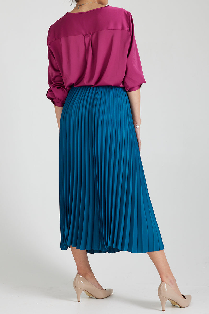 Estelle Sunray Skirt - Dark Blue Teal / Pink